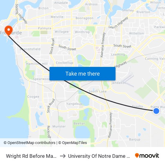 Wright Rd Before Mason Rd to University Of Notre Dame Australia map
