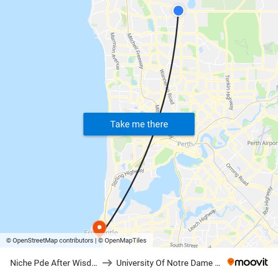 Niche Pde After Wisdom Tce to University Of Notre Dame Australia map