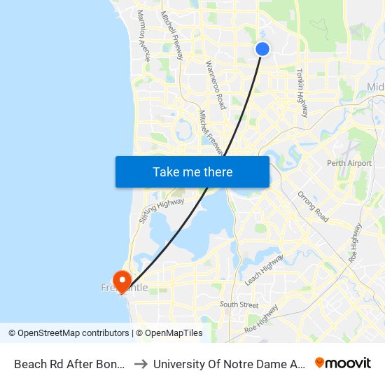 Beach Rd After Bonner Dr to University Of Notre Dame Australia map