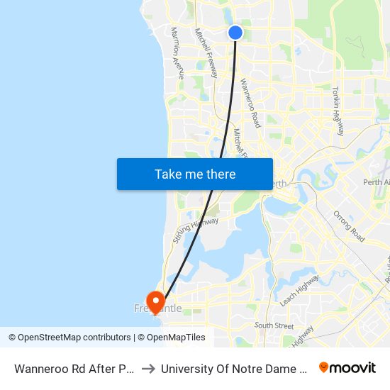 Wanneroo Rd After Parin Rd to University Of Notre Dame Australia map