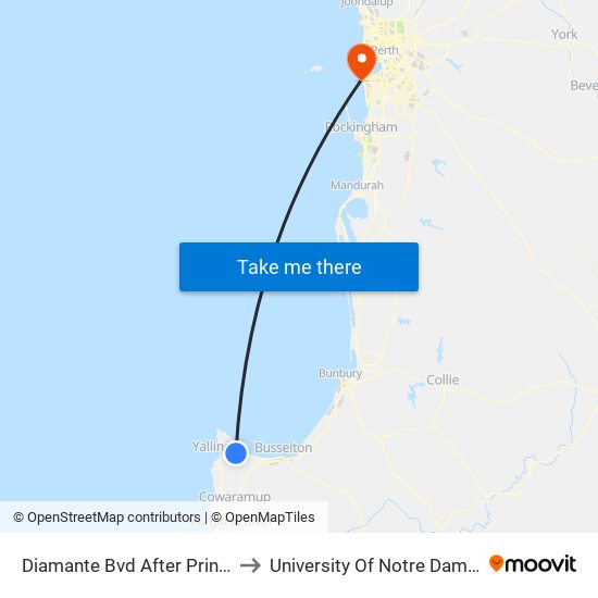 Diamante Bvd After Princeville Ave to University Of Notre Dame Australia map