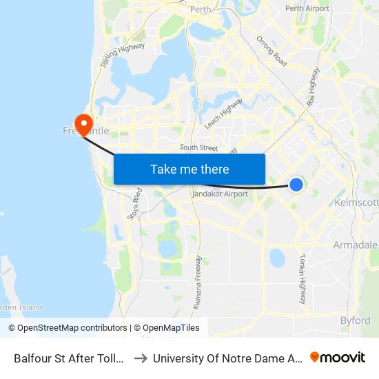 Balfour St After Tolland Lp to University Of Notre Dame Australia map