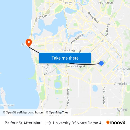 Balfour St After Marnbu Rd to University Of Notre Dame Australia map