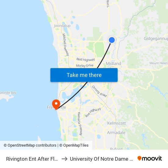 Rivington Ent After Flaxen St to University Of Notre Dame Australia map