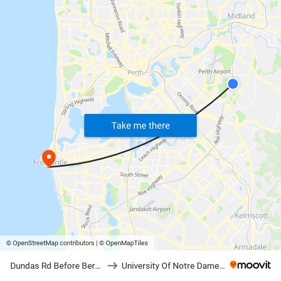 Dundas Rd Before Berkshire Rd to University Of Notre Dame Australia map