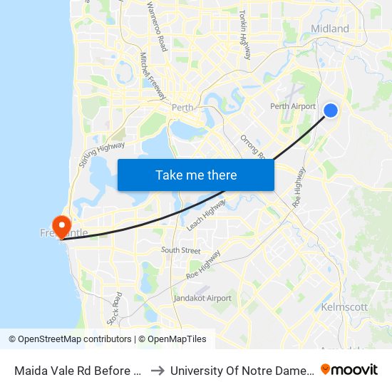 Maida Vale Rd Before Milner Rd to University Of Notre Dame Australia map