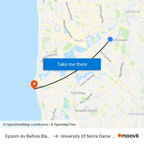 Epsom Av Before Bland Cres to University Of Notre Dame Australia map