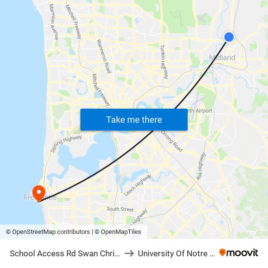 School Access Rd Swan Christian College Stand 1 to University Of Notre Dame Australia map