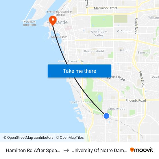 Hamilton Rd After Spearwood Ave to University Of Notre Dame Australia map