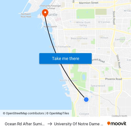 Ocean Rd After Sumich Gdn to University Of Notre Dame Australia map