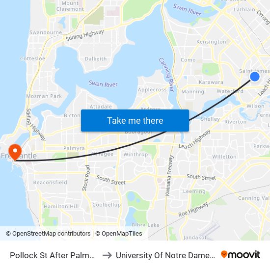 Pollock St After Palmerston St to University Of Notre Dame Australia map