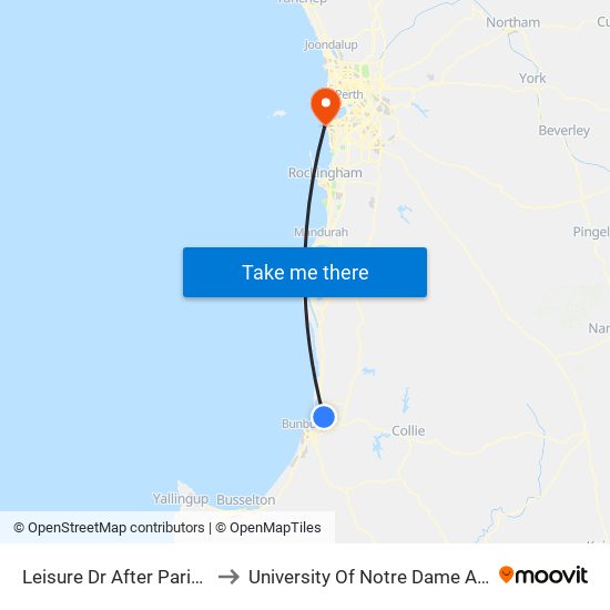 Leisure Dr After Paris Road to University Of Notre Dame Australia map