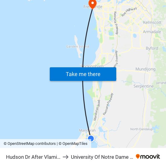 Hudson Dr After Vlamingh Gte to University Of Notre Dame Australia map