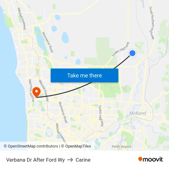 Verbana Dr After Ford Wy to Carine map