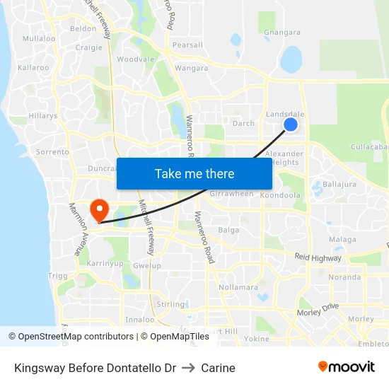 Kingsway   Before Dontatello Dr to Carine map