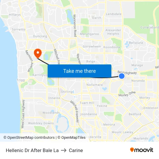 Hellenic Dr After Bale La to Carine map