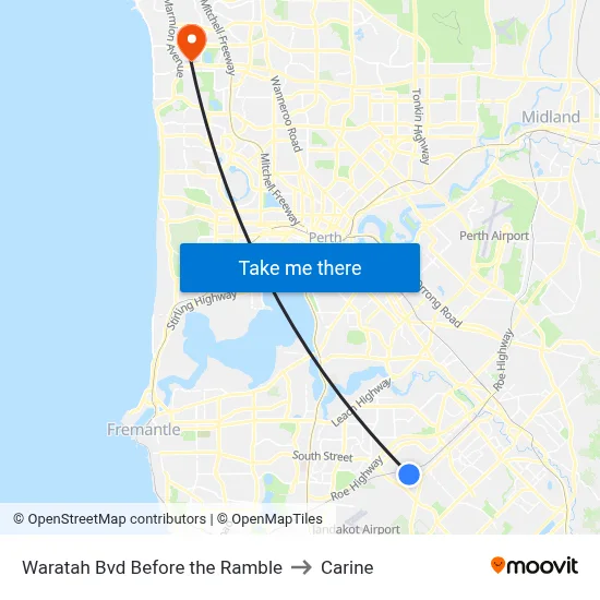 Waratah Bvd Before the Ramble to Carine map