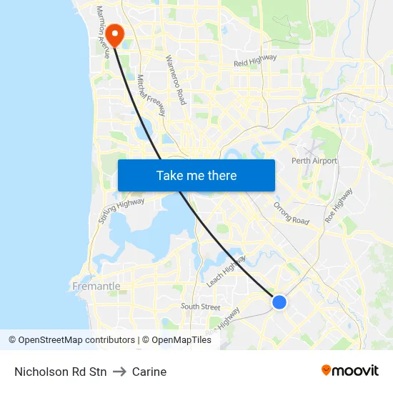 Nicholson Rd Stn to Carine map