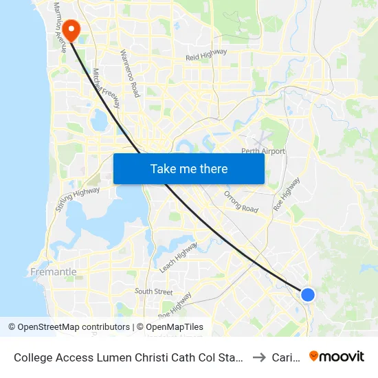 College Access Lumen Christi Cath Col Stand 4 to Carine map