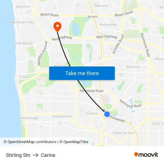 Stirling Stn to Carine map