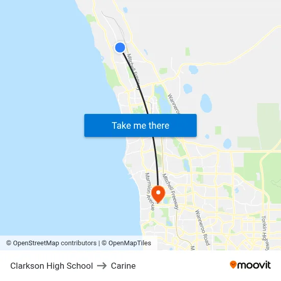 Clarkson High School to Carine map