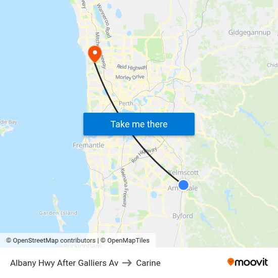 Albany Hwy After Galliers Av to Carine map