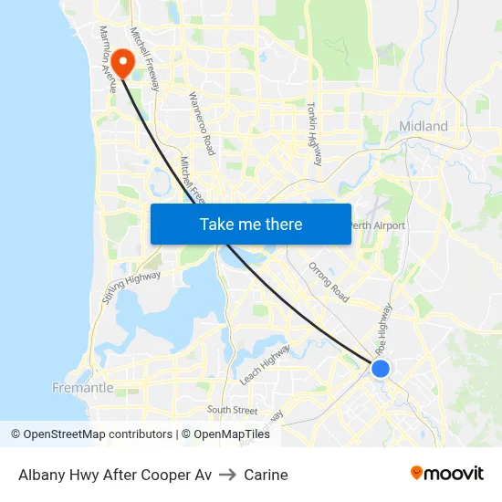 Albany Hwy After Cooper Av to Carine map