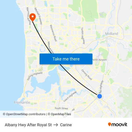 Albany Hwy After Royal St to Carine map
