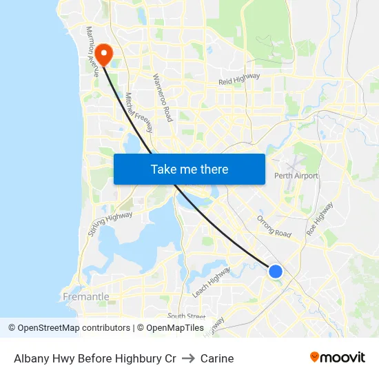 Albany Hwy Before Highbury Cr to Carine map