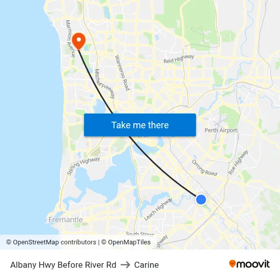 Albany Hwy Before River Rd to Carine map