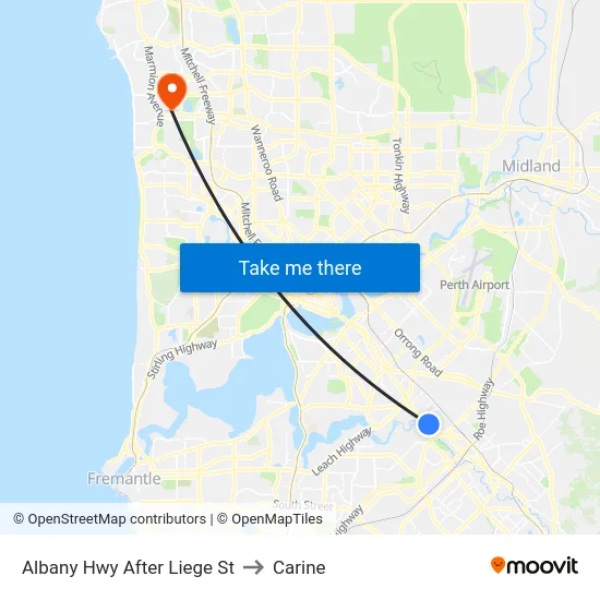 Albany Hwy After Liege St to Carine map