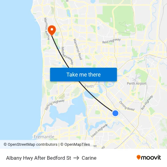 Albany Hwy After Bedford St to Carine map