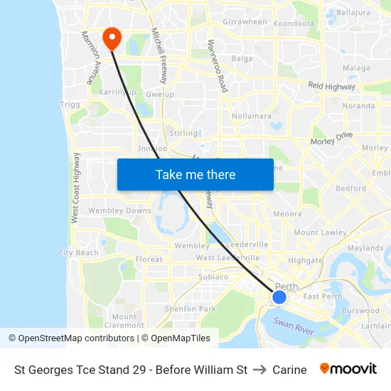 St Georges Tce Stand 29 - Before William St to Carine map