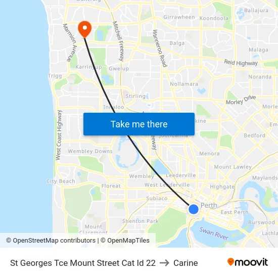 St Georges Tce Mount Street Cat Id 22 to Carine map