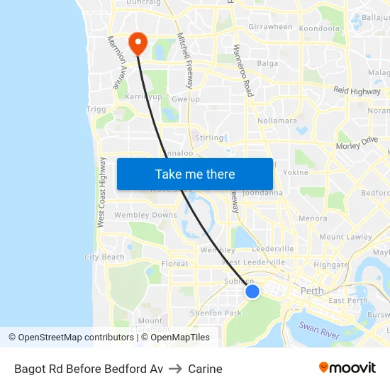 Bagot Rd Before Bedford Av to Carine map