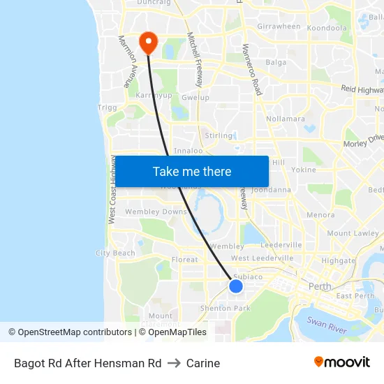 Bagot Rd After Hensman Rd to Carine map