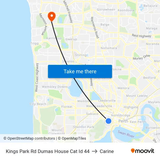 Kings Park Rd Dumas House Cat Id 44 to Carine map
