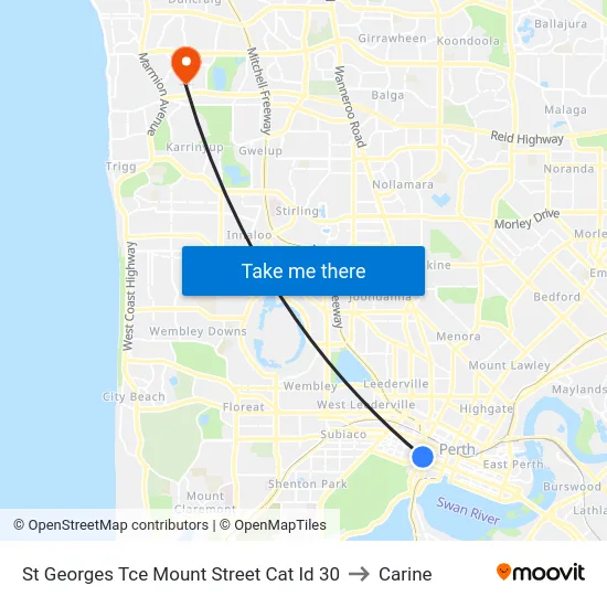 St Georges Tce Mount Street Cat Id 30 to Carine map