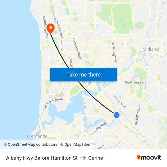 Albany Hwy Before Hamilton St to Carine map