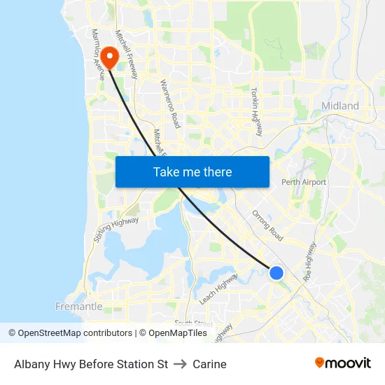 Albany Hwy Before Station St to Carine map