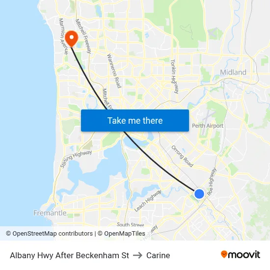 Albany Hwy After Beckenham St to Carine map