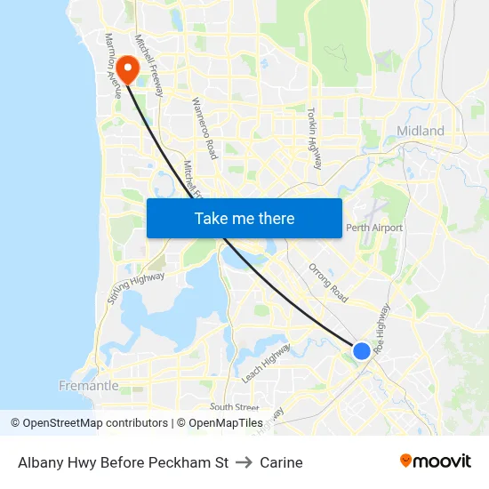 Albany Hwy Before Peckham St to Carine map
