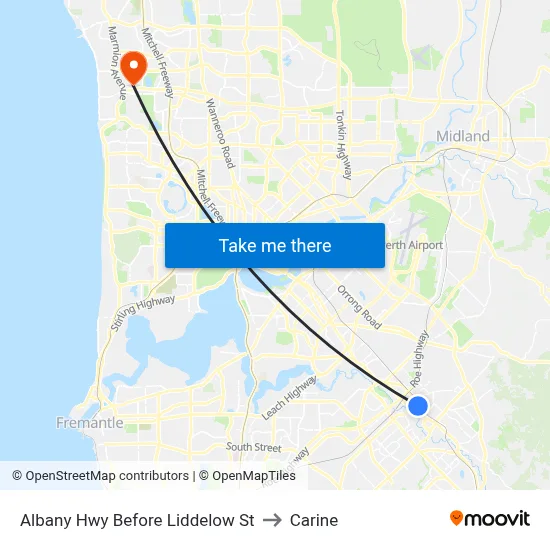 Albany Hwy Before Liddelow St to Carine map