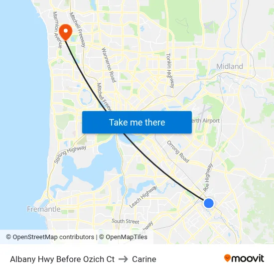 Albany Hwy Before Ozich Ct to Carine map