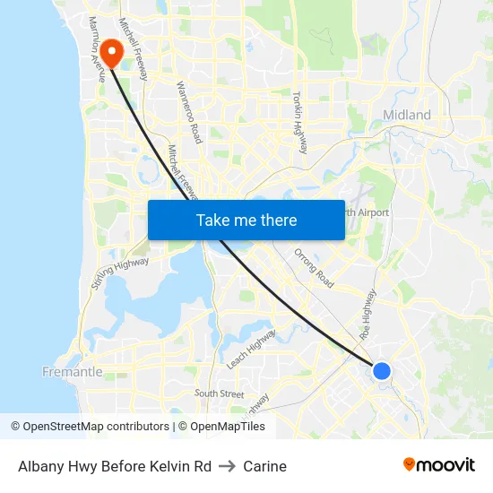 Albany Hwy Before Kelvin Rd to Carine map