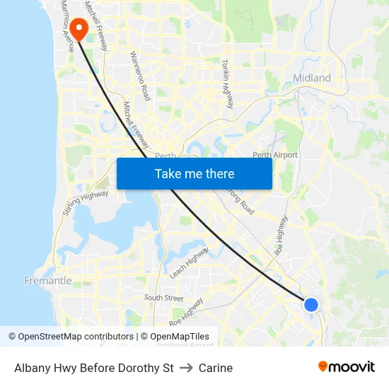 Albany Hwy Before  Dorothy  St to Carine map
