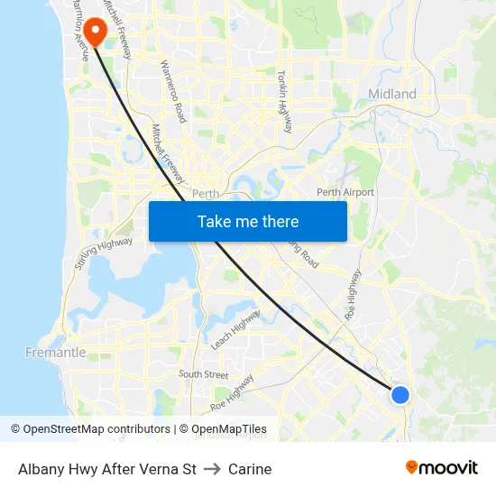 Albany Hwy After Verna St to Carine map