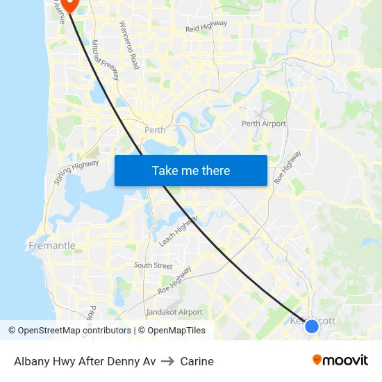 Albany Hwy After Denny Av to Carine map
