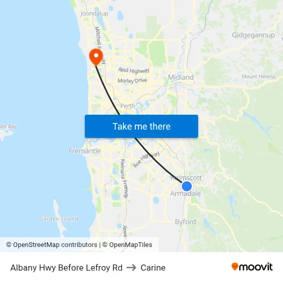 Albany Hwy Before Lefroy Rd to Carine map