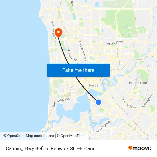 Canning Hwy Before Renwick St to Carine map